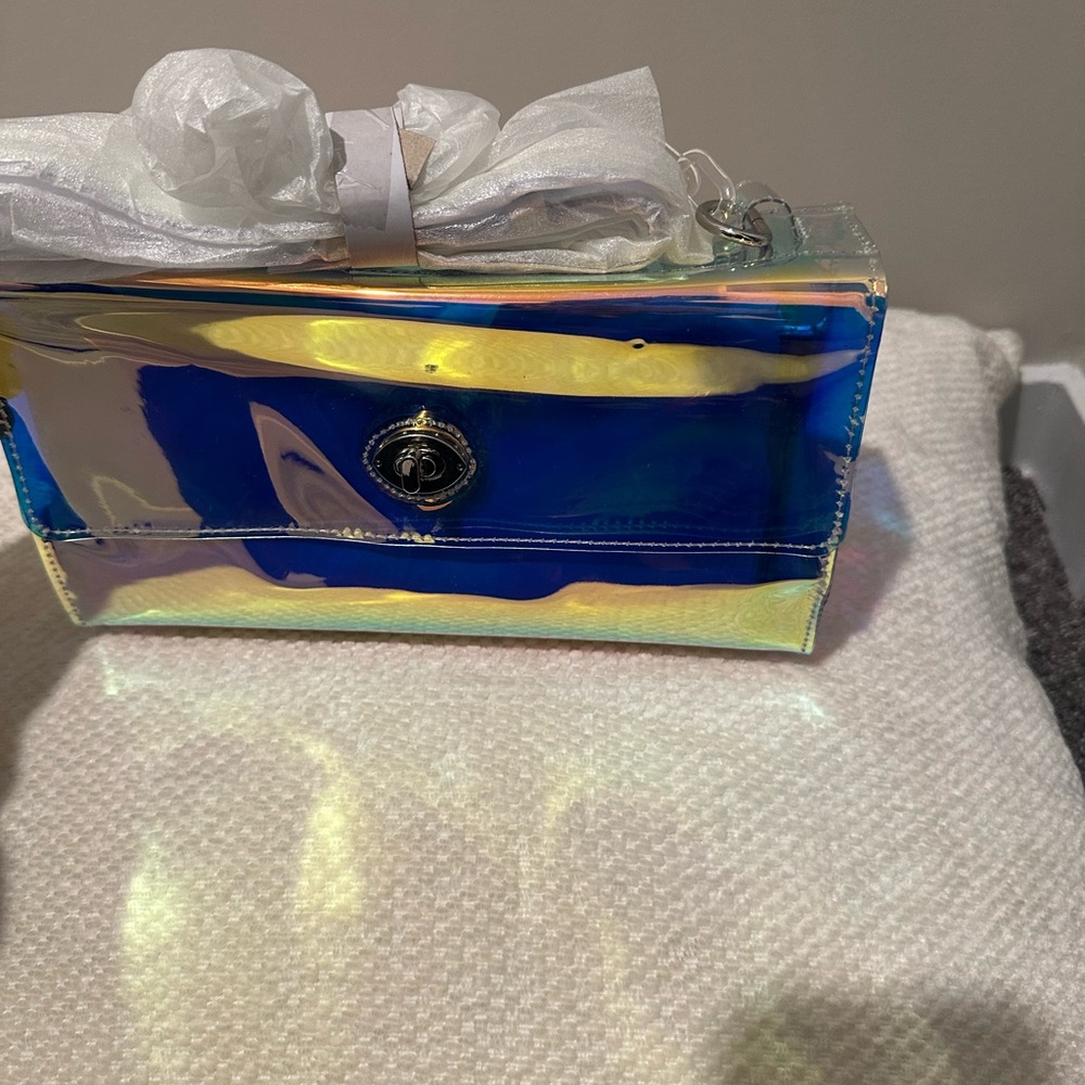 Holographic Blue Clutch